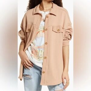 BP Oversized Tan Button-Up Jacket with pockets size Small